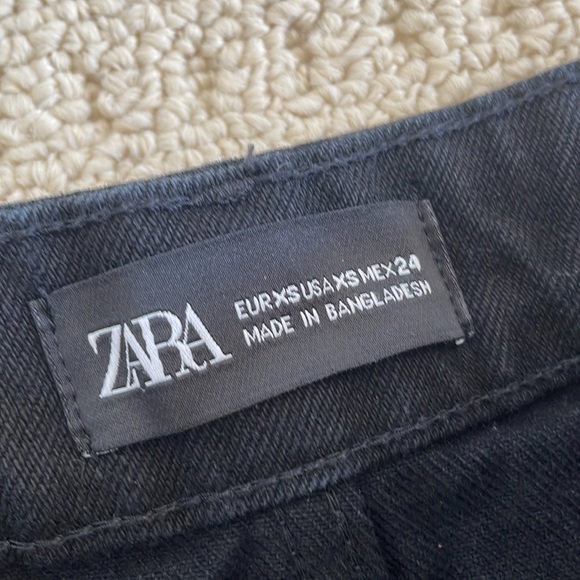 Zara Black Denim Jean Frayed Hem Mini Skirt - Picture 6 of 6